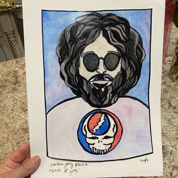 Jerry Garcia Grateful Dead watercolor painting sketch print - Picture 1 of 2
